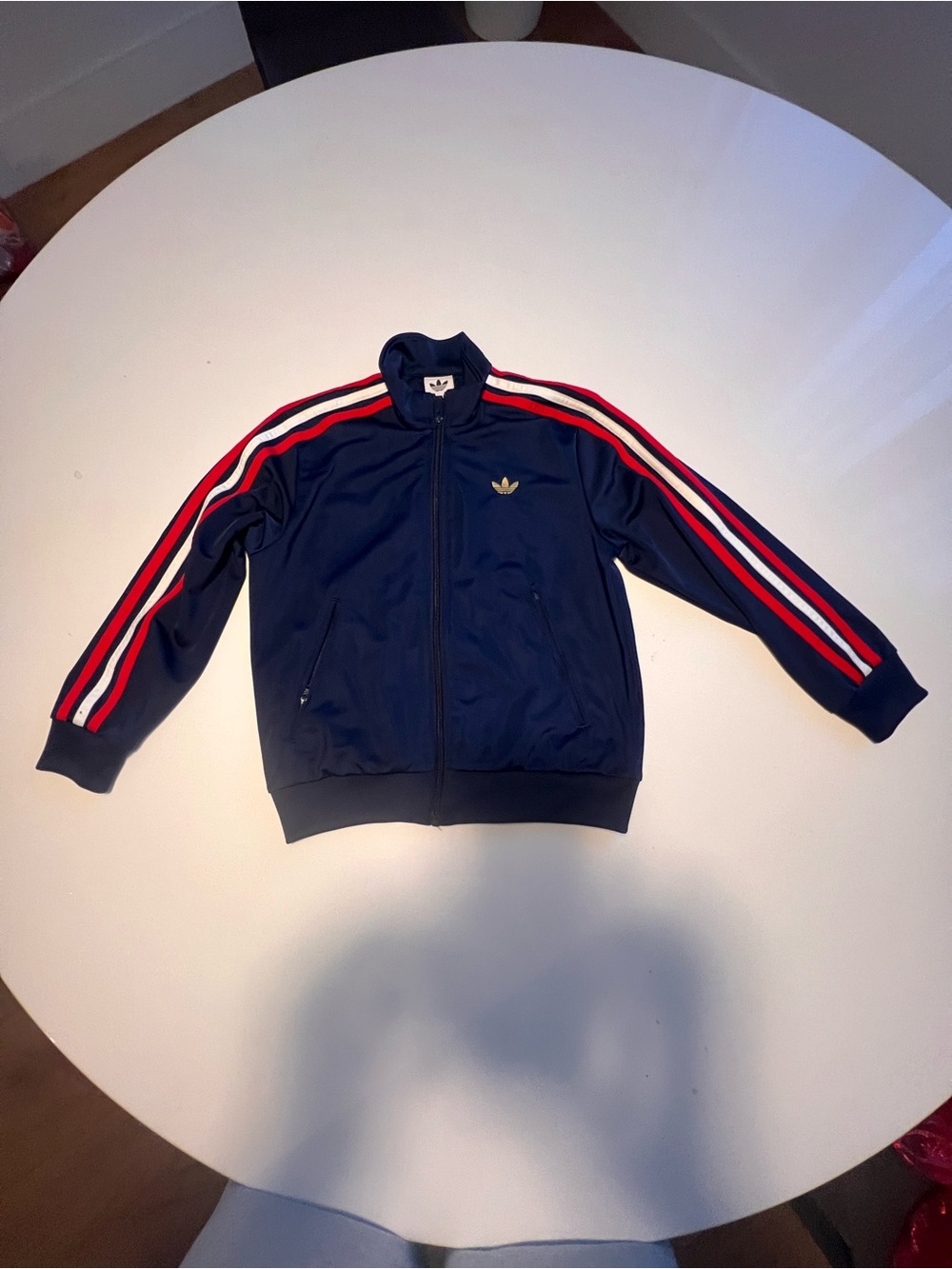 adidas Navy Track Jacket with Red and White Stripes